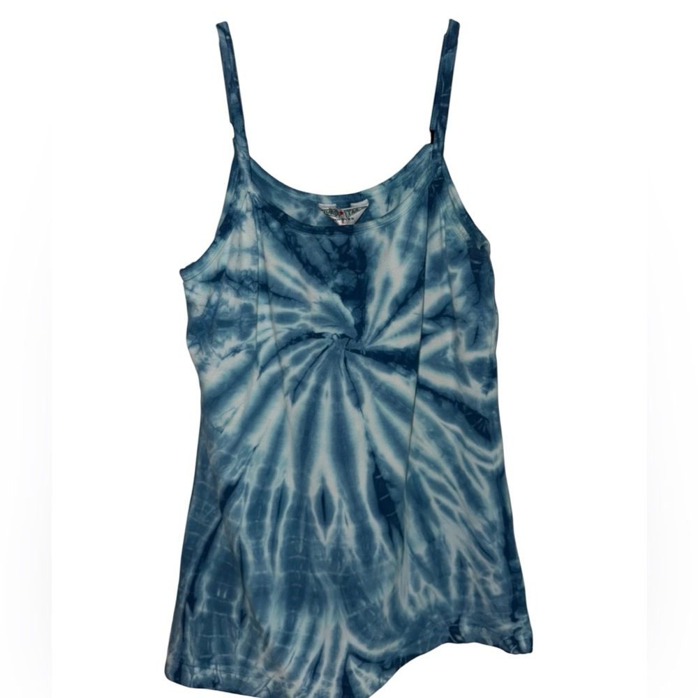 Y2K Hard Tail Blue and White Tie-Dye Design Tank Top Size Large